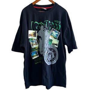 Akcess Vintage 90s/2000s Lazy Beach Graffiti Hip hop Black T-shirt